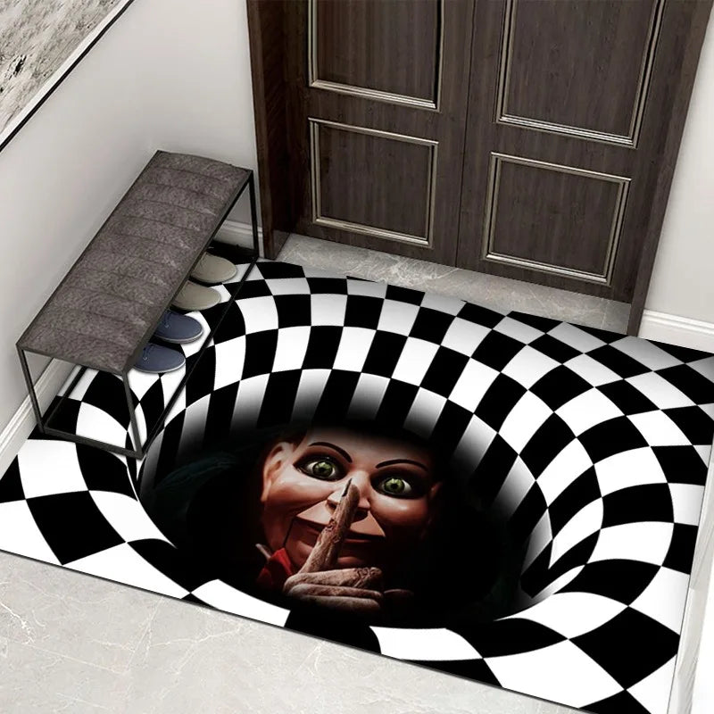 Axyaa 3D Optical Illusion Entrance Carpet: Trippy Living Room Rug for Hallway, Bedroom, Bathroom