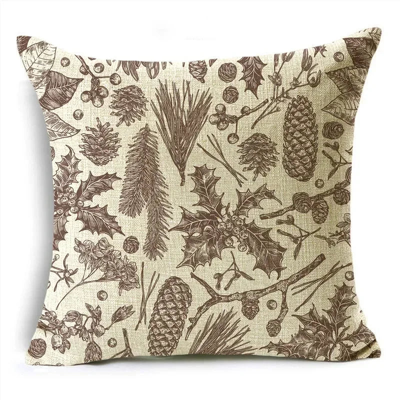 Axyaa Christmas Linen Cushion Cover Merry Gifts 18*18in