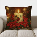 Axyaa Christmas Poinsettias Bells Candle Pillow Cover Pattern Cushion Cover Sofa Bedroom Car