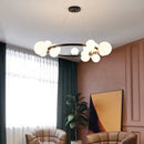Axyaa Nordic Glass Pendant Light in Black Gold Metal for Parlor & Bedroom