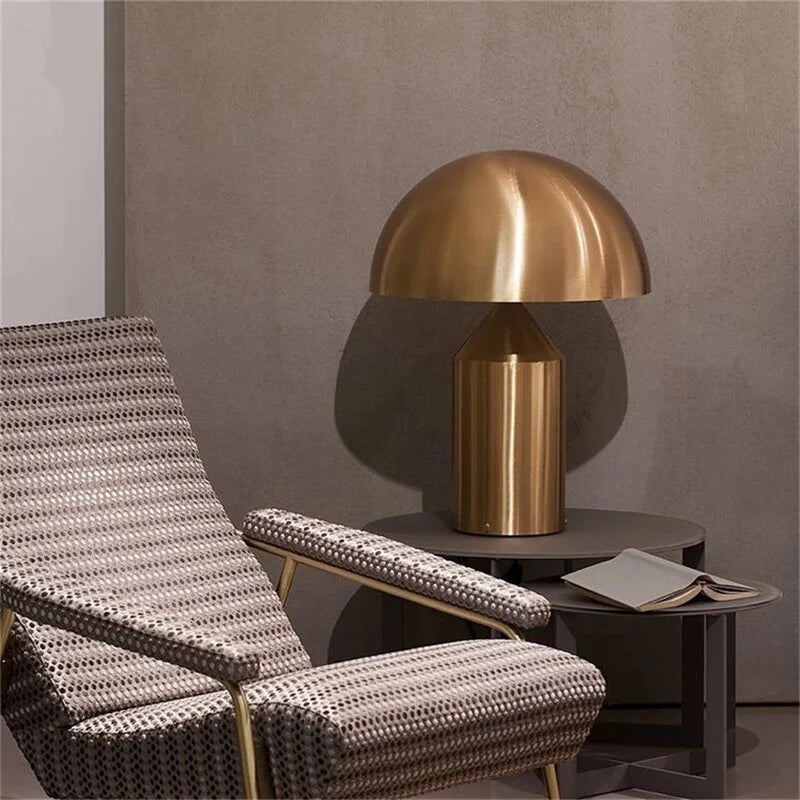 Axyaa White Mushroom Metal Desk Lamp - Modern LED Table Light for Home Decoration