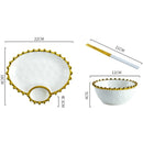 Axya Phnom Penh Beads Ceramic Snack Plate and Porcelain Rice Bowl Set