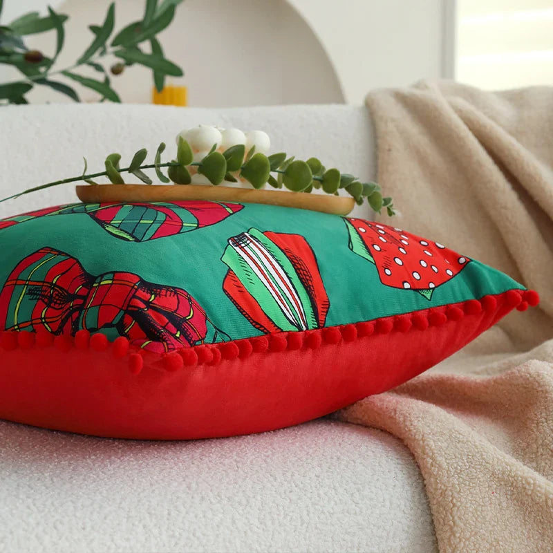 Axyaa Red Bow Romantic Cushion Cover 45x45cm for Living Room Sofa