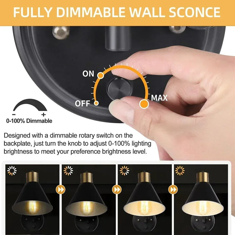 Axyaa Adjustable Plug-in Wall Sconce for Bedside and Study