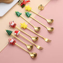 Axyaa Christmas Spoon Fork Set with Santa Claus Design