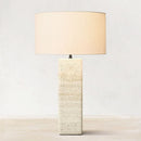 Axyaa Travertine Table Lamp with Fabric Lampshade & LED Bulb