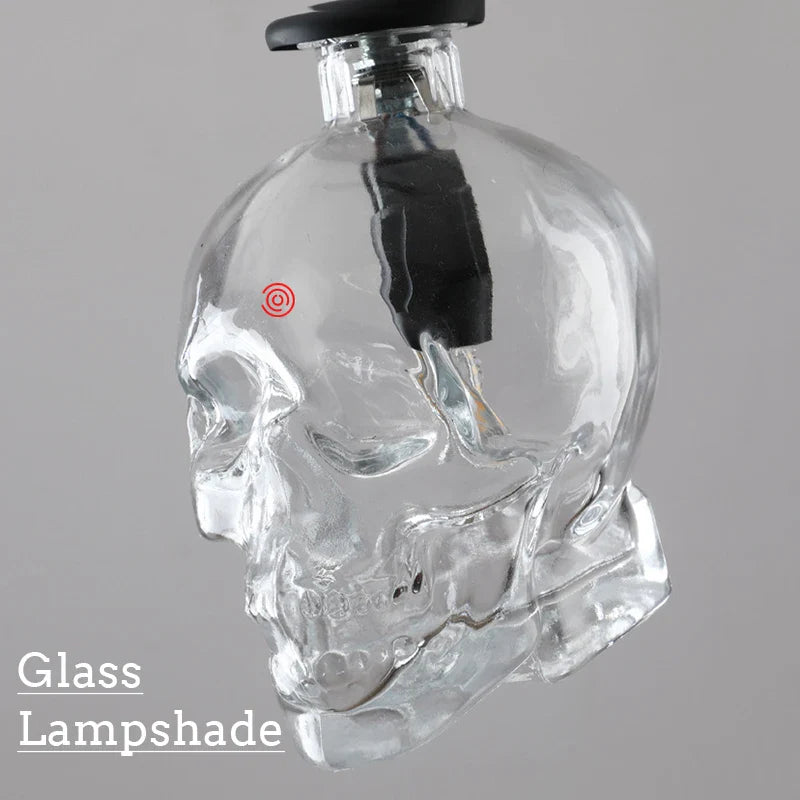 Axyaa Retro Skull Glass Pendant Light Fixture for Dinning Room and Bar