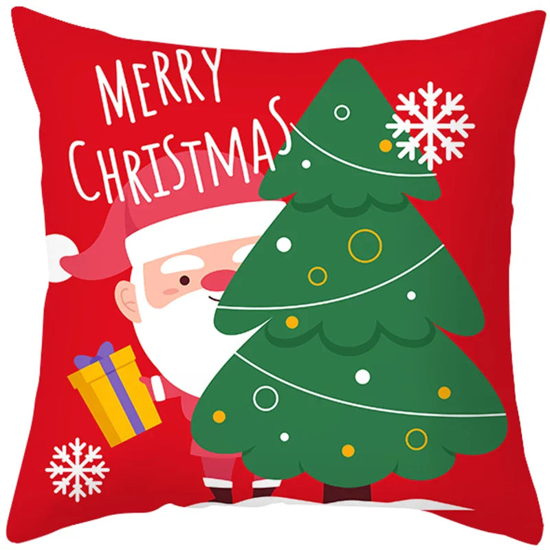 Axyaa Christmas Cushion Cover 45x45cm Snowman Santa Noel Navidad Happy New Year
