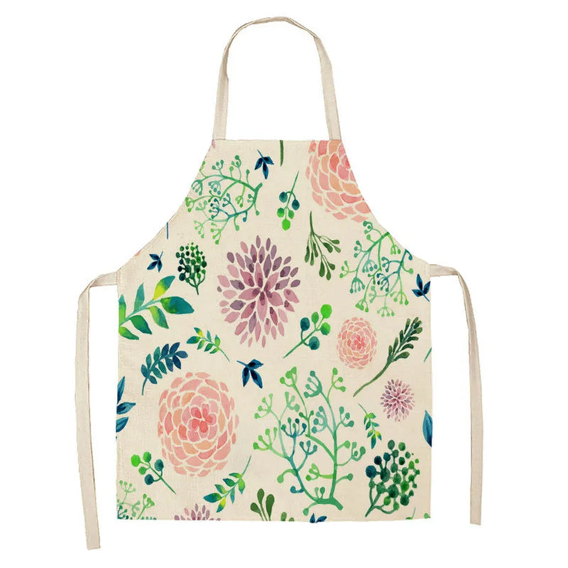 Axyaa Tropical Pineapple Flowers Adult Bib Apron - Green Palmetto Plant Kitchen Apron