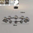 Axyaa Nordic Ring Chandelier Smoky Gray Bubble Ball Lamp for Living Room