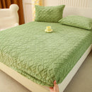 Axyaa Fleece Velvet Fitted Sheet, Thick Mattress Protector, Warm Bed Cover