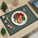 Axyaa Green Lace Edge Dining Table Mats - Set of 6