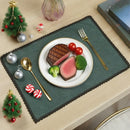Axyaa Christmas Lace Edge Green Table Mats Set