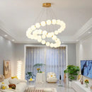 Axyaa Nordic Buddhist Beads Pendant Chandelier_LED Circular Dining Lamp