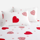 Axyaa Red Love Duvet Cover Set Twin King Heart-Shaped Bedding White Comforter Cover