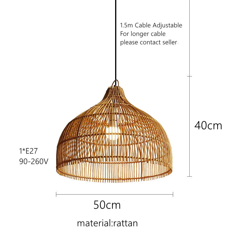 Axyaa Wabi Sabi Bamboo Rattan Pendant Lamps for Bedroom Living Room Dining Bar