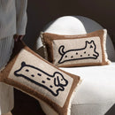 Axyaa Medieval Critter Embroidery Cushion Cover in Coffee Brown - 30x50cm