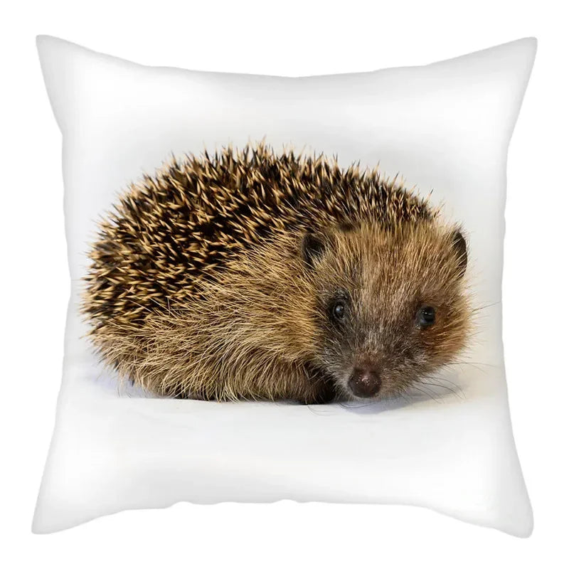 Hedgehog Print Pillow Cover for Home Sofa Decor - Axyaa