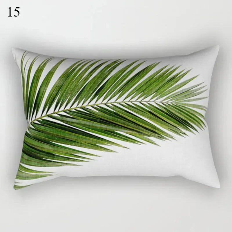 Tropical Green Plant Decor Throw Pillow Cover by Axyaa for Modern Bohemian Style