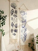 Boho Coastal Seashell Wall Hanging Tapestry by Axyaa - Nautical Beach Home Decor