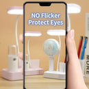 Axyaa Rechargeable LED Desk Lamp with Fan, Clock Display - Study & Reading Light