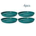 Axyaa Dark Green Striped Plastic Plate Set - Reusable Household & Outdoor Camping Snack Plates