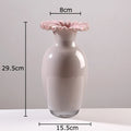 Axyaa Pink Flower Edge Glass Vase Hydroponics Plant Pot Room Decor