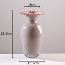 Axyaa Pink Flower Edge Glass Vase Hydroponics Plant Pot Room Decor