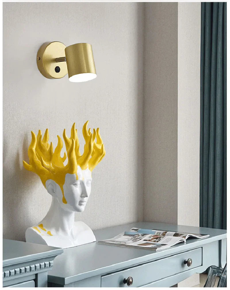 Axyaa Trichromatic Light Wall Lamp: Adjustable Bedside Reading LED Wall Lamp