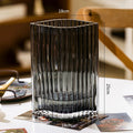 Axyaa Vertical Grain Texture Glass Vase Hydroponics Pots for Table Floral Arrangement