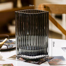 Axyaa Vertical Grain Texture Glass Vase Hydroponics Pots for Table Floral Arrangement