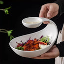 Axyaa White Ceramic Snack Plate for French Fries, Desserts, and Salads