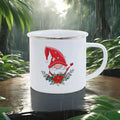 Axyaa Christmas Enamel Mugs, Santa Snowman Reindeer Design, Festive Xmas Party Cup