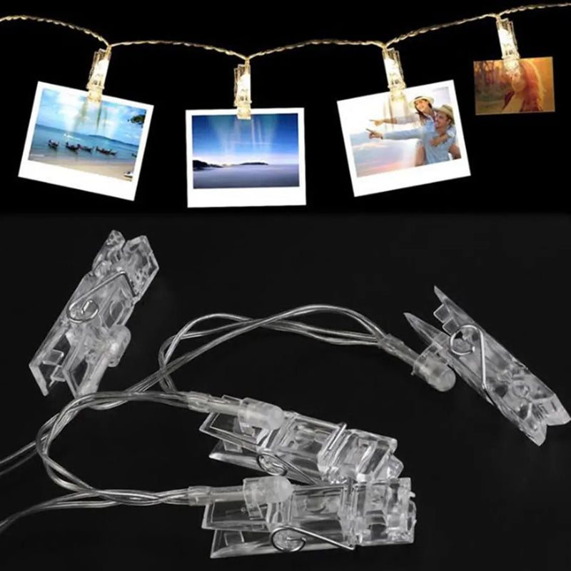 LED Photo Clip Fairy Lights for Holiday Decor by Axyaa