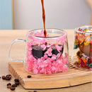 Axyaa Double Layer Glass Coffee Cup with Handle - 200ML Dried Flower Insulated Teacup