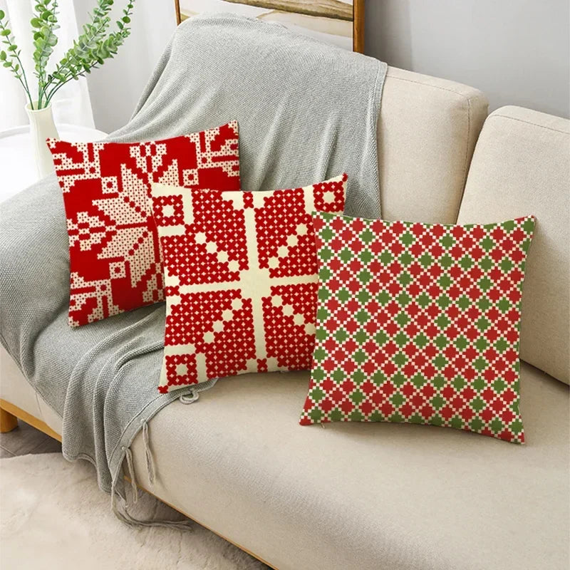 Axyaa Christmas Linen Pillowcase 45x45cm - Festive Home Decor & Gifts