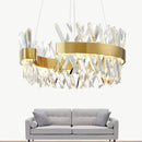 Axyaa Modern Crystal Pendant Light: Semi-Round Hanging Room Lamp