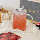 Axyaa Large Glass Tumbler with Lid and Straw - 1000ml Aesthetic Drinkware