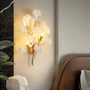 Axyaa Romantic Flowers LED Wall Sconce | Gold Metal Bedroom Lighting Fixture