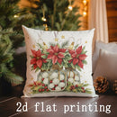 Axyaa Merry Christmas Poinsettia Greeting Pillow Cover for Sofa, Bedroom, Car