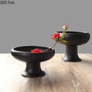 Axyaa Ceramic Goblet Vase: Minimalist Black and White Room Decor