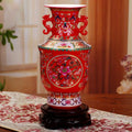 Axyaa Enamel Ceramic Double Ear Vase Home Decor Ornaments