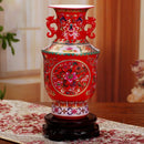 Axyaa Enamel Ceramic Double Ear Vase Home Decor Ornaments