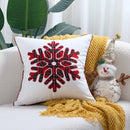 Axyaa Merry Christmas Letter Embroidery Canvas Red Throw Pillow Cover