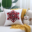 Axyaa Christmas Embroidery Sofa Pillowcase Red Canvas Throw Pillow Cover Home Decor