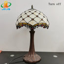 Axyaa Beige Bead Table Lamp Tiffany Style European Retro Glass 220V E27 Metal Base