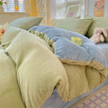 Axyaa Milk Velvet Winter Queen Duvet Cover Set, Soft & Cozy Coral Fleece Quilt