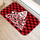 Axyaa Red Plaid Print Door Mat: Non-Slip Home Kitchen Bathroom Carpet