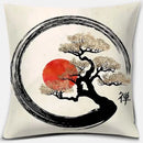 Axyaa Bonsai Zen Stone Pattern Pillowcase Square Decor Home Office Living Room