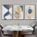 Axyaa Luxury Gold Geometry Canvas Wall Art Set